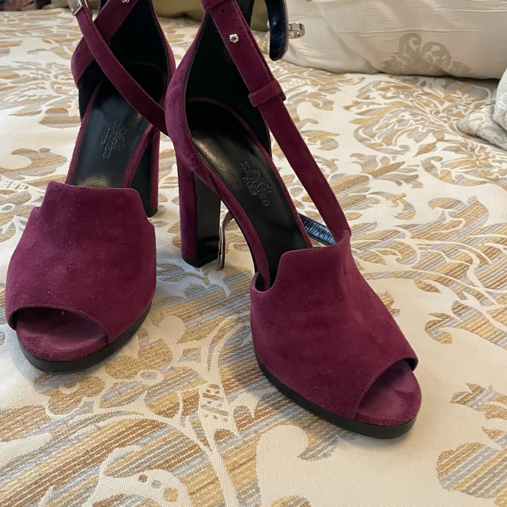 Hermes Women's Deep Purple , eggplant suede solid Heels